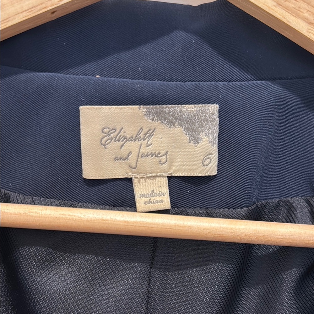 Elizabeth & James Navy Blazer with Ruched Sleeves - Picture 2 of 5